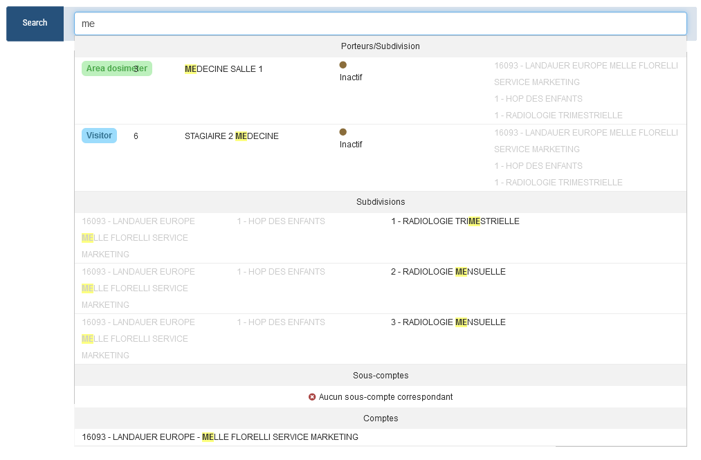 dosimeter participant search menu