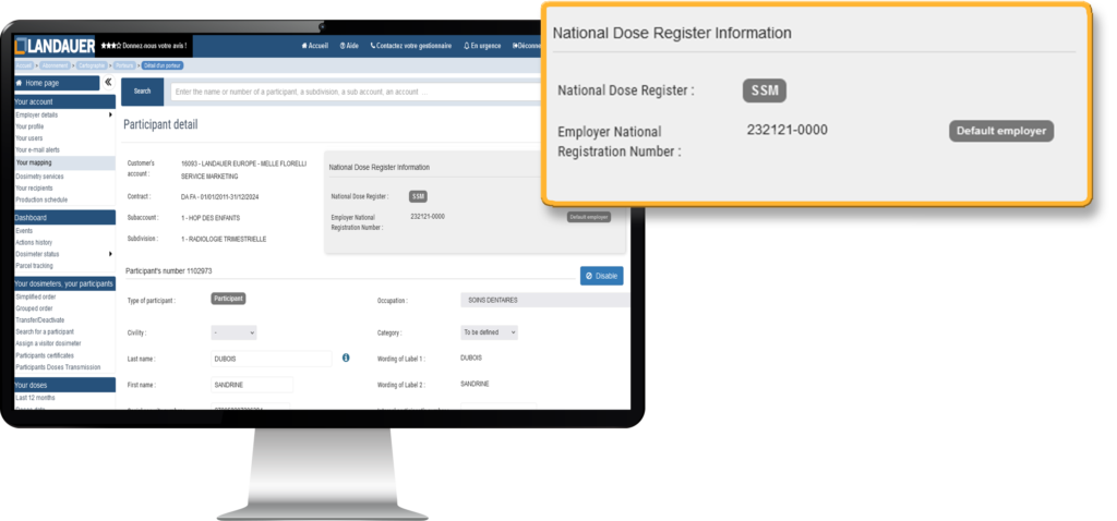 National dose register information